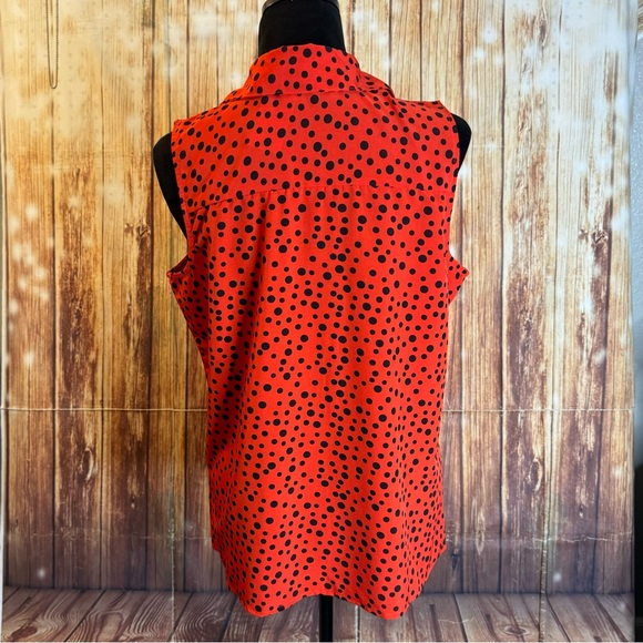 Notations Women’s Sleeveless Polka Dot Red Button Down Shirt Size Large - Picture 2 of 9